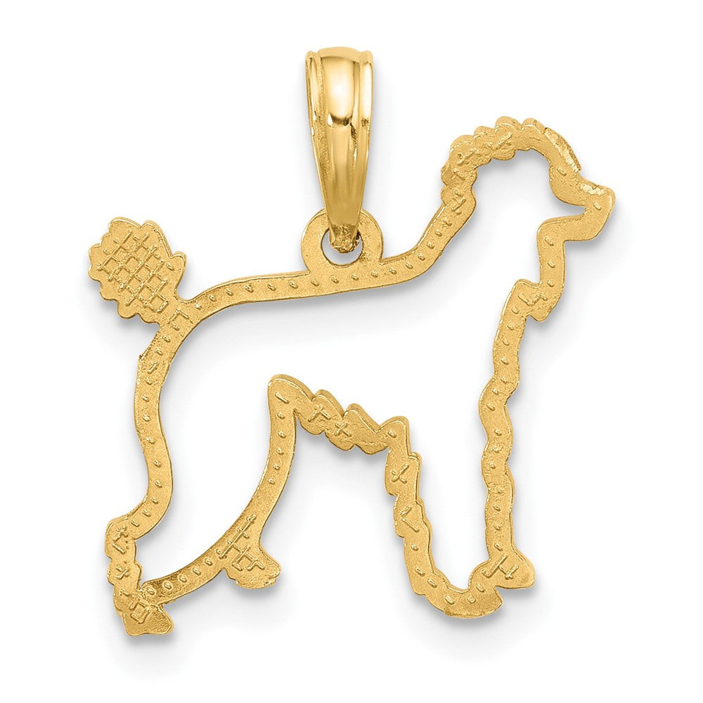 14k Yellow Gold Polished Poodle Dog Outline Charm Pendant