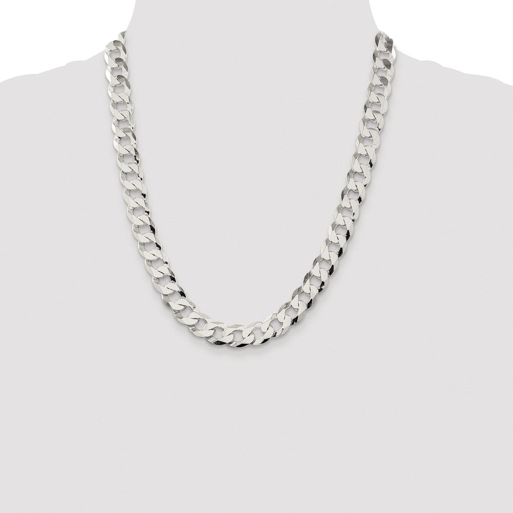Sterling Silver Rhodium-plated 11.75mm Flat Curb Chain Necklace 22"