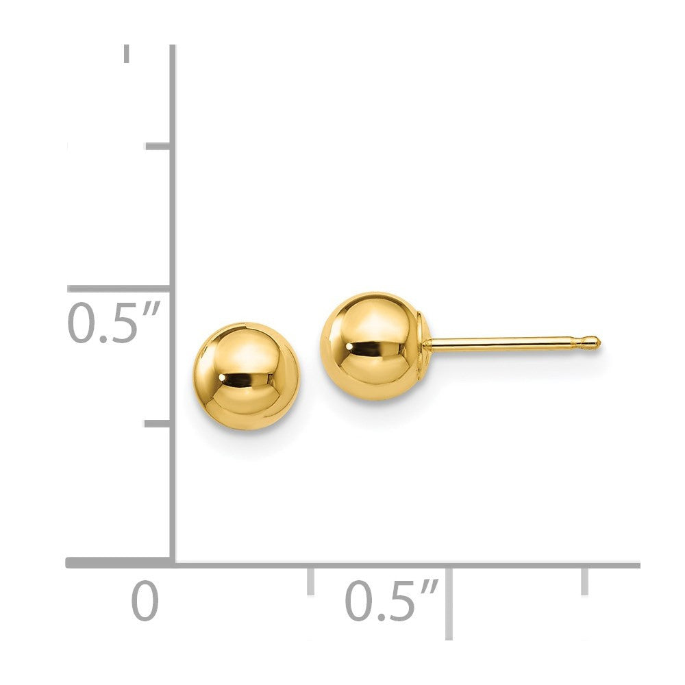 14k Yellow Gold Polished 5mm Ball Stud Earrings