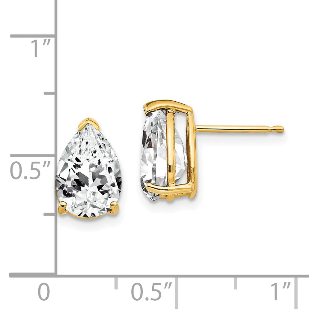 14k Yellow Gold 10x7mm Pear Cubic Zirconia Stud Earrings