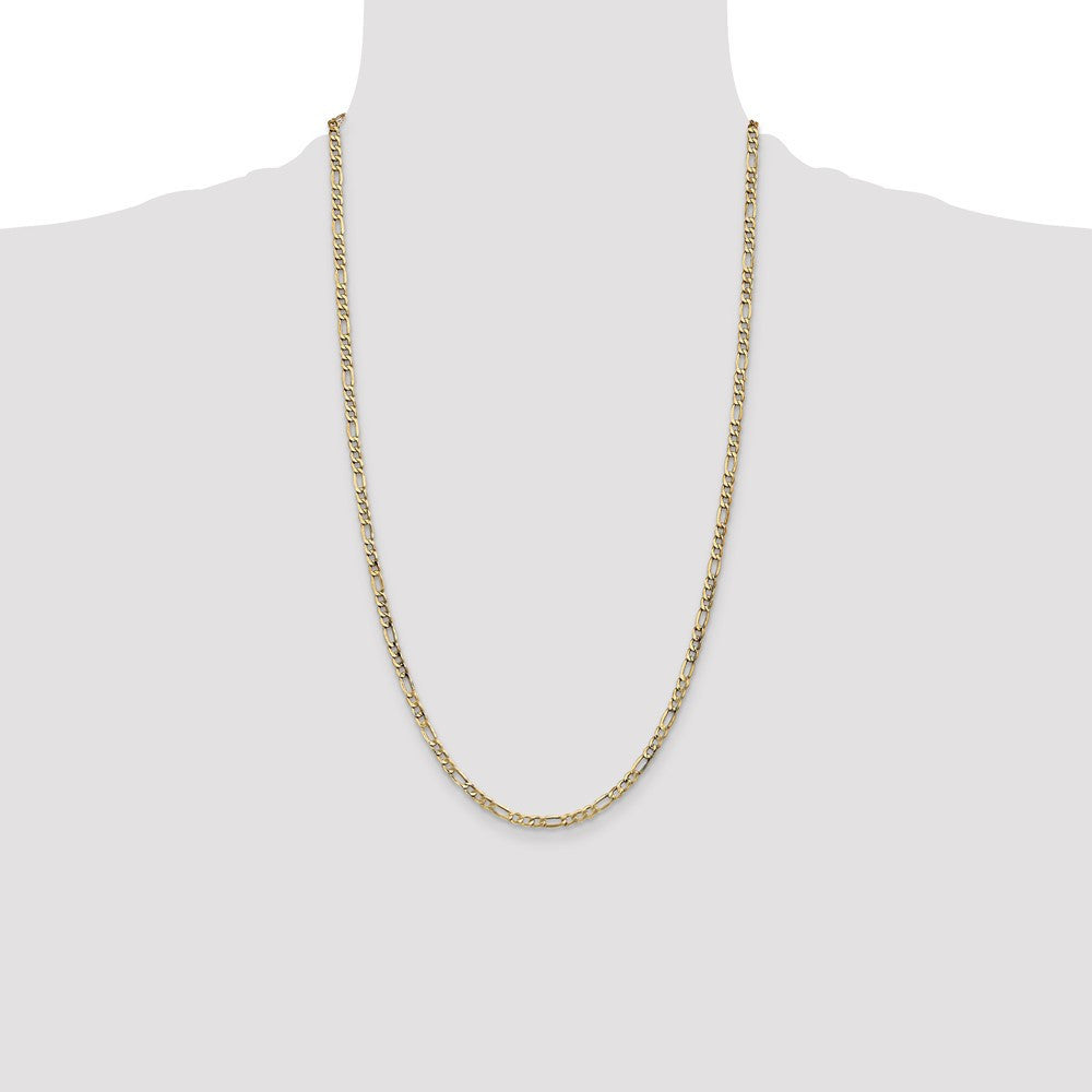 14k Yellow Gold 3.5mm Semi-Solid Figaro with Lobster Clasp Chain Necklace 26"