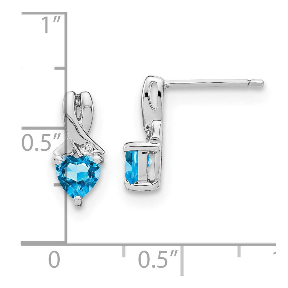 Sterling Silver Rhodium-plated Blue Topaz and Diamond Dangle Earrings