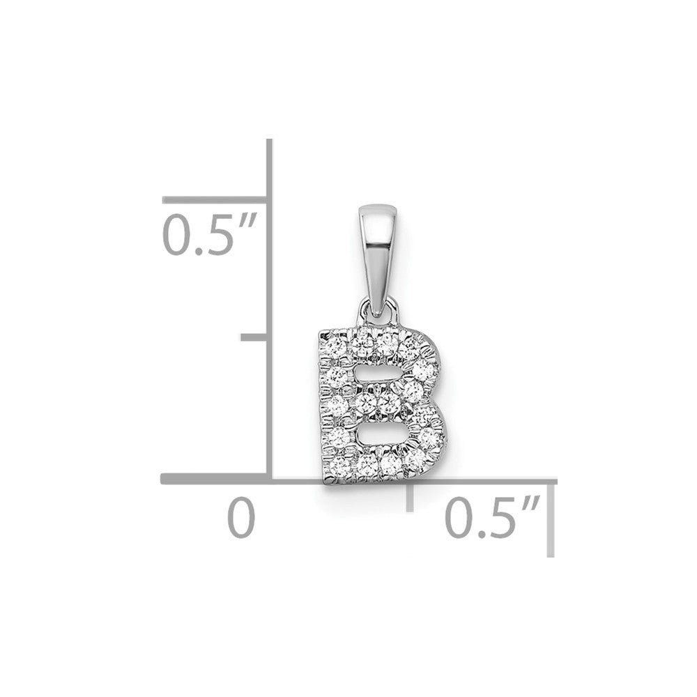 14k White Gold Diamond Letter B Initial with Bail Pendant