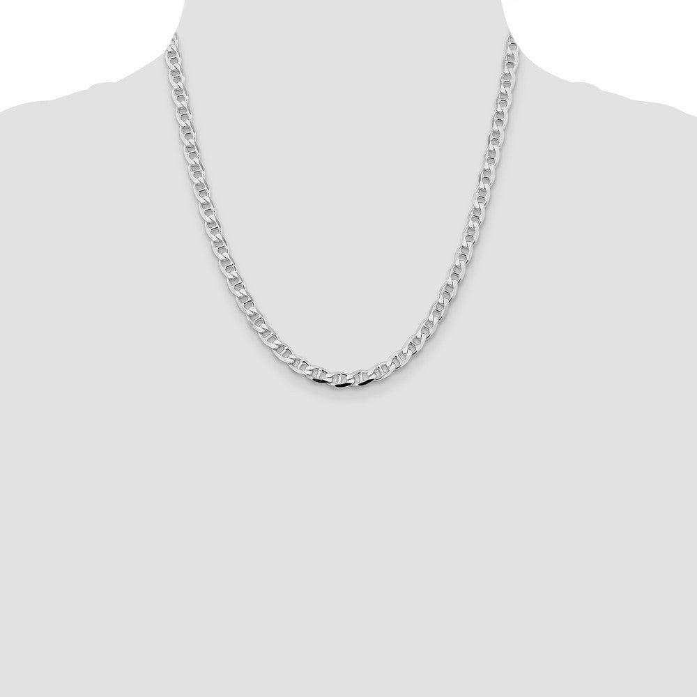 Sterling Silver 5.7mm Diamond-Cut Flat Anchor Curb Chain Necklace 20"