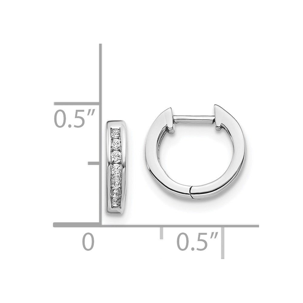 14k White Gold Diamond Hinged Hoop Earrings
