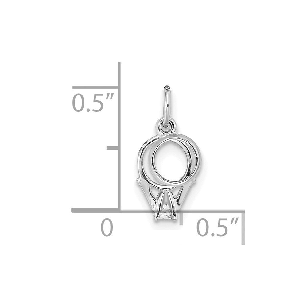 14k White Gold CZ Mini 3D Wedding Ring Charm Pendant