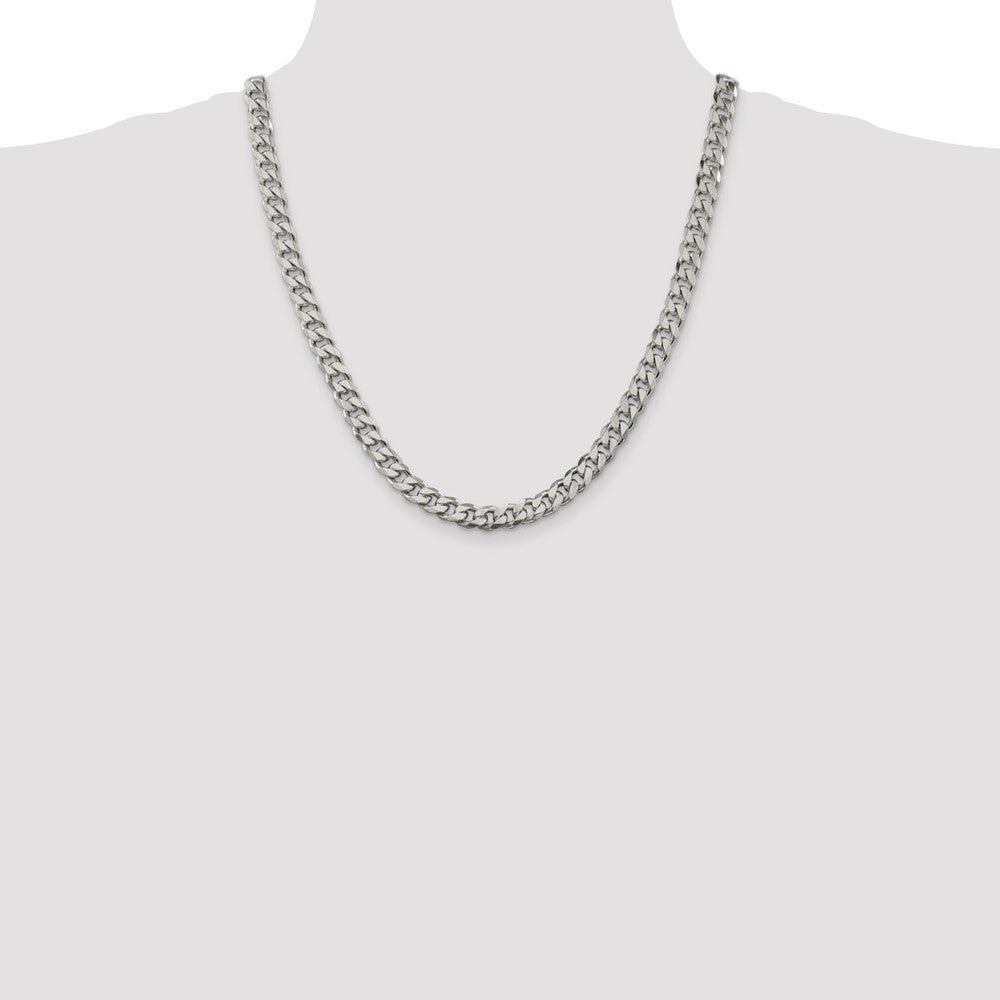 Sterling Silver 8.3mm Curb Chain Necklace 22"