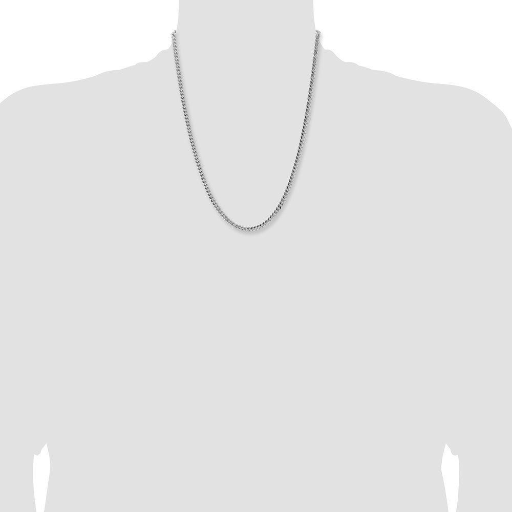 Sterling Silver 4mm Domed w/ Side Diamond-Cut Curb Chain Necklace 22"