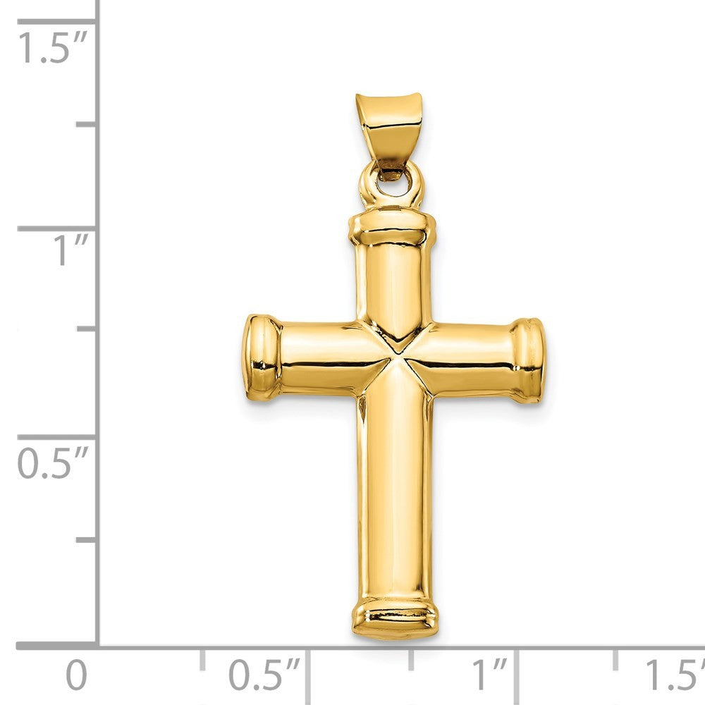 14k Yellow Gold Polished Stamping Cross Pendant