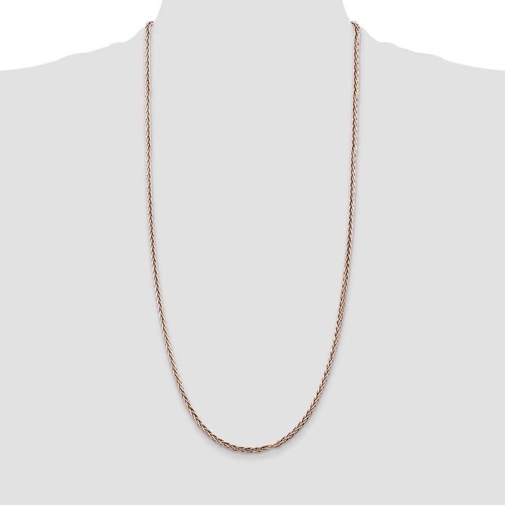 Sterling Silver Antiqued 3.25mm Solid Square Spiga Chain Necklace 30"