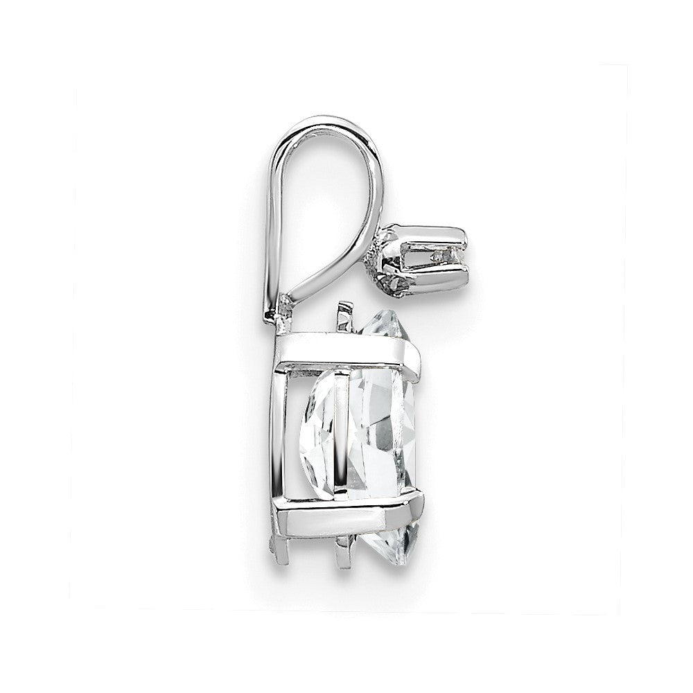 14k White Gold Diamond and White Topaz Birthstone Pendant