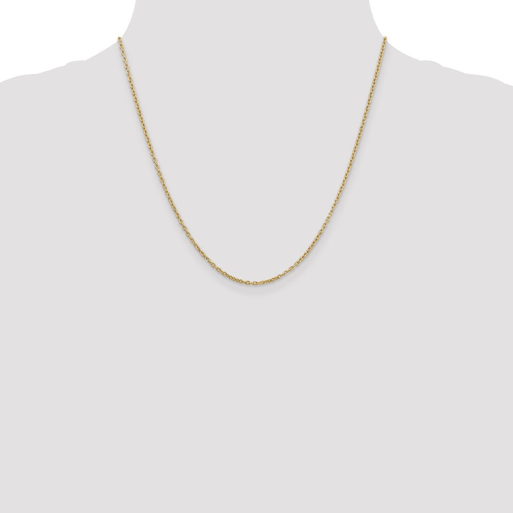 14k Yellow Gold 2mm Round Open Link Cable Chain Necklace 20"
