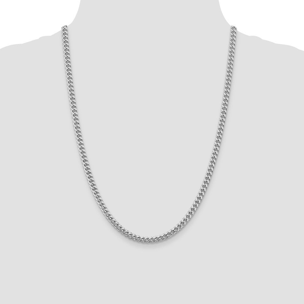 Sterling Silver 5mm Domed w/ Side Diamond-Cut Curb Chain Necklace 24"