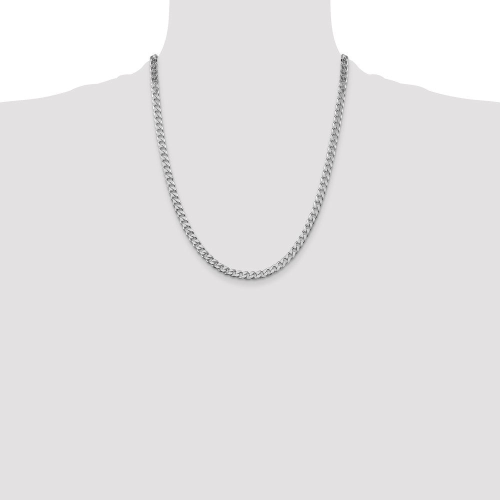 Sterling Silver Rhodium-plated Polished 5mm Curb Chain Necklace 22"