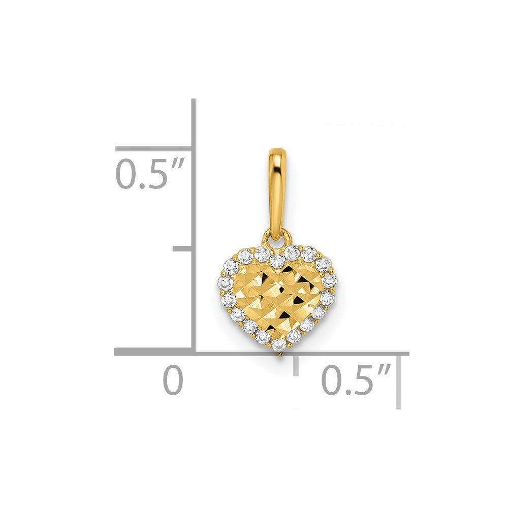 14k Yellow Gold Madi K CZ Diamond Cut Heart Pendant