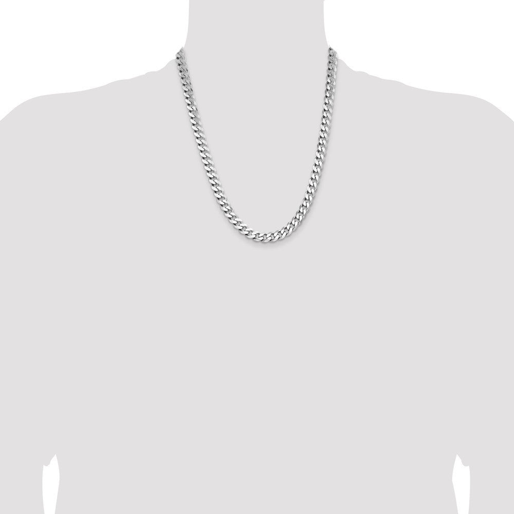 Sterling Silver Rhodium-plated 8.3mm Curb Chain Necklace 22"
