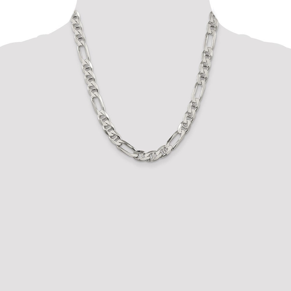 Sterling Silver 8.75mm Figaro Anchor Chain Necklace 20"