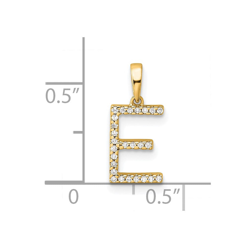 14k Yellow Gold Diamond Letter E Initial Pendant