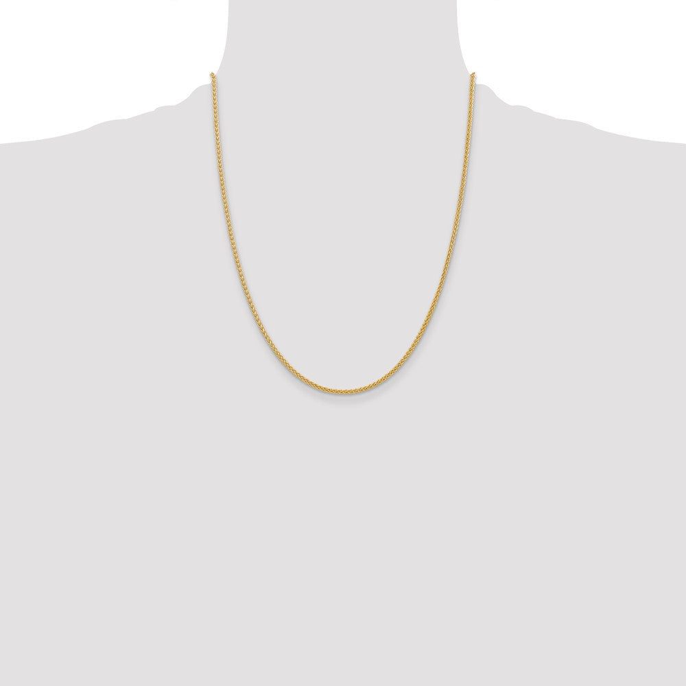 14k Yellow Gold 2mm Semi-Solid Wheat with Lobster Clasp Chain Necklace 22"