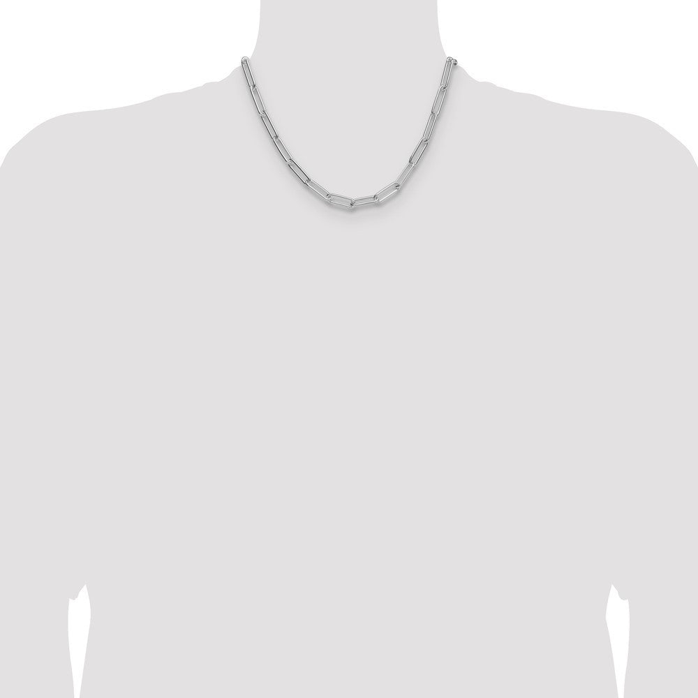 Sterling Silver Rhodium-plated Polished 6.5mm Paperclip Chain Necklace 18"
