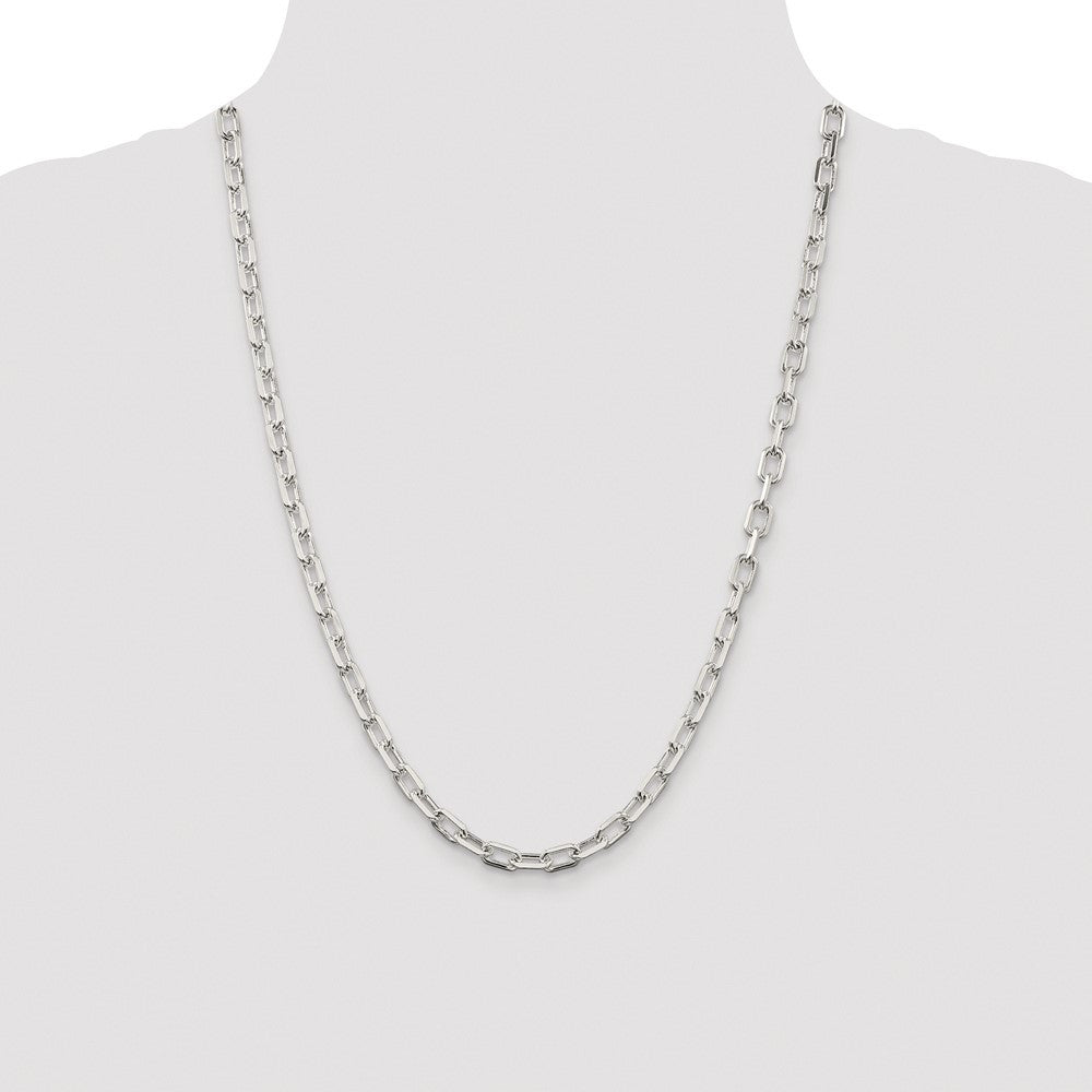 Sterling Silver 5.75mm Diamond-cut Long Link Cable Chain Necklace 24"