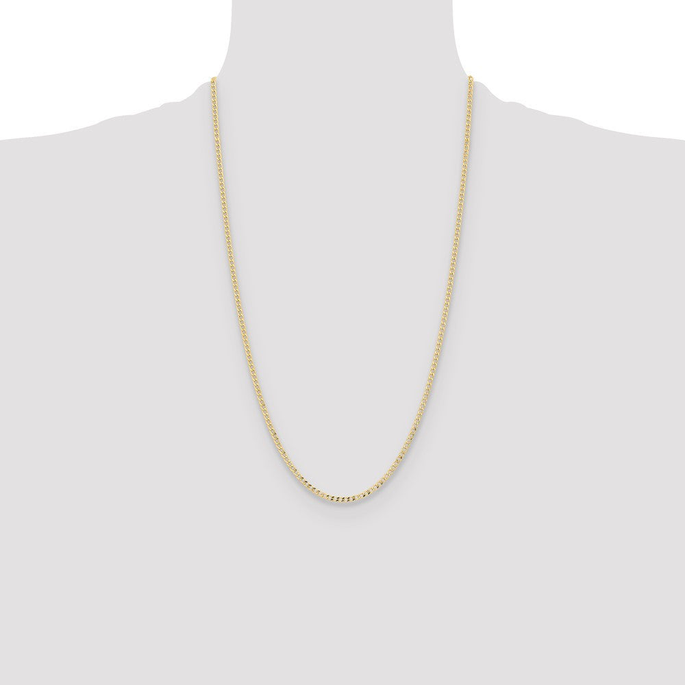 14k Yellow Gold 2.85mm Semi-Solid Curb Chain Necklace 26"