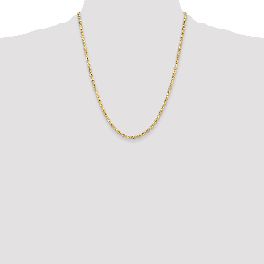 14k Yellow Gold 3.5mm Semi-Solid Rope Chain Necklace 22"