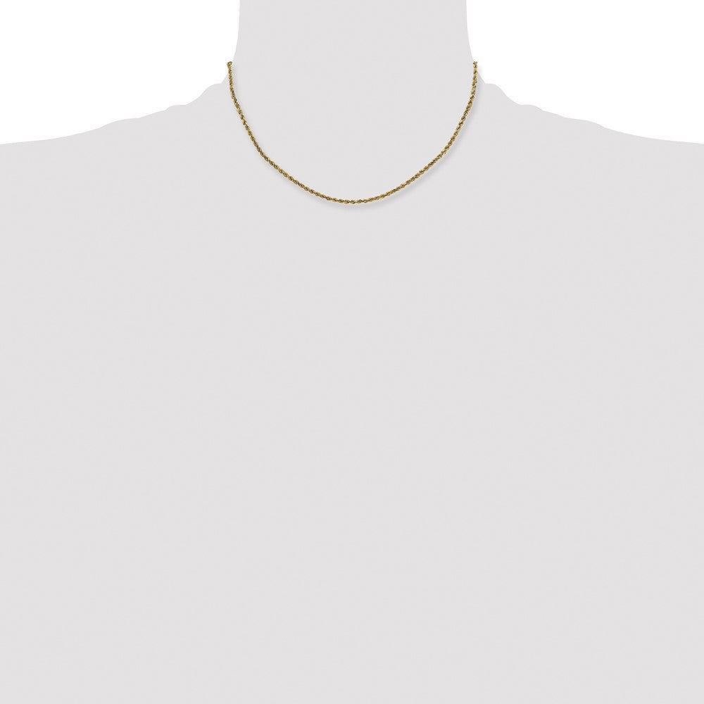 14k Yellow Gold 2.25mm Semi Solid Diamond-cut Rope Chain Necklace 16"