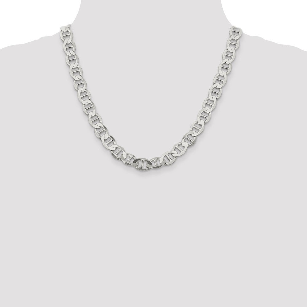 Sterling Silver 9.95mm Flat Anchor Chain Necklace 20"