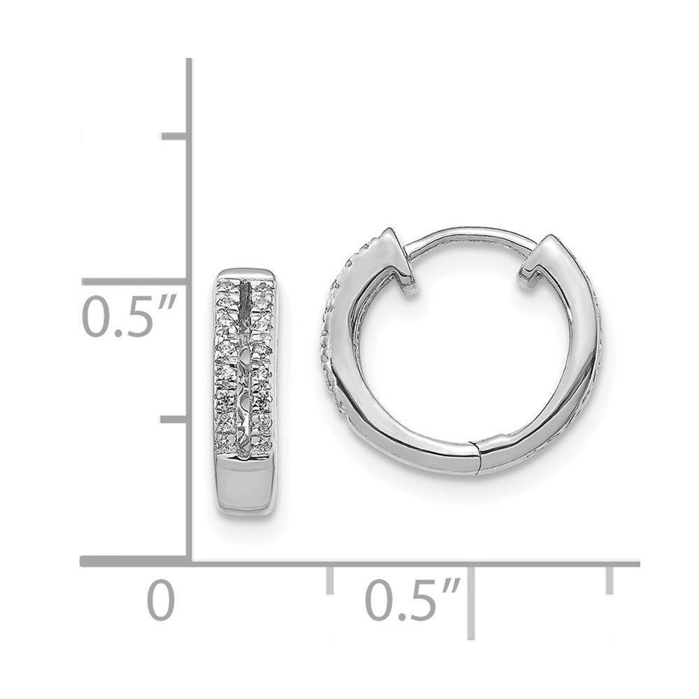 14k White Gold Diamond Hinged Round Hoop Earrings