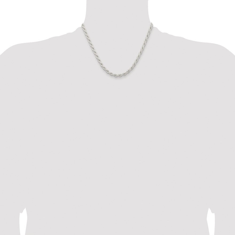 Sterling Silver Rhodium-plated 5mm Solid Rope Chain Necklace 18"