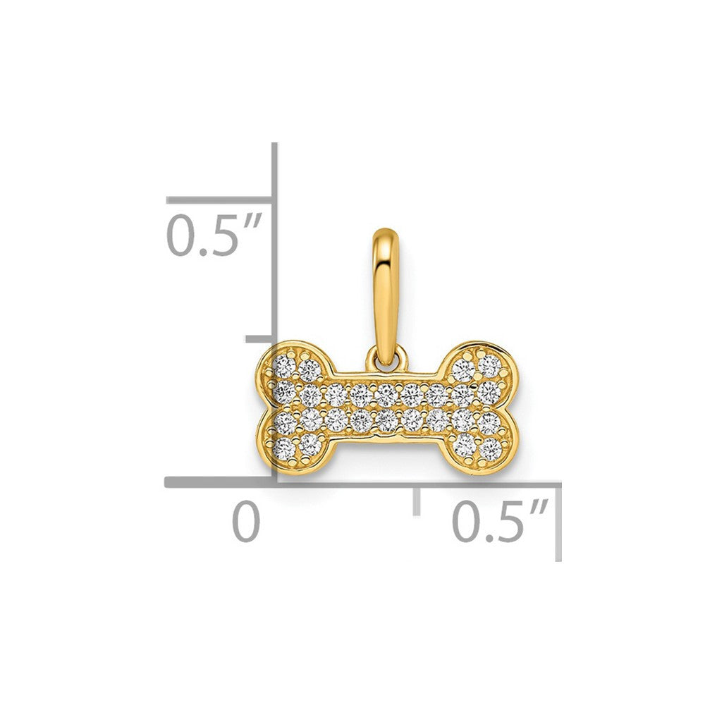 14k Yellow Gold Madi K CZ Dog Bone Pendant