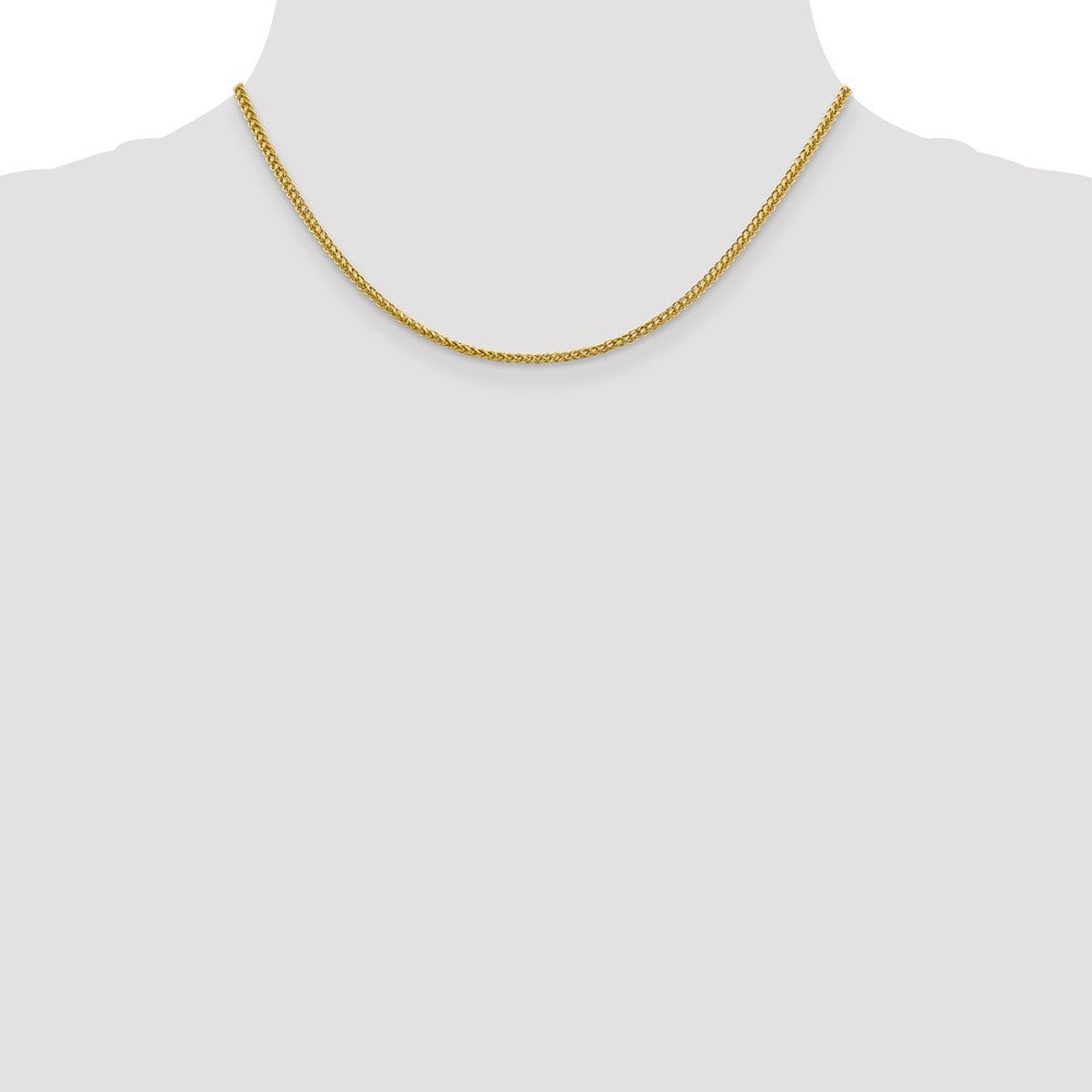 14k Yellow Gold 2.35mm Semi-Solid 3-Wire Wheat Chain Necklace 16"