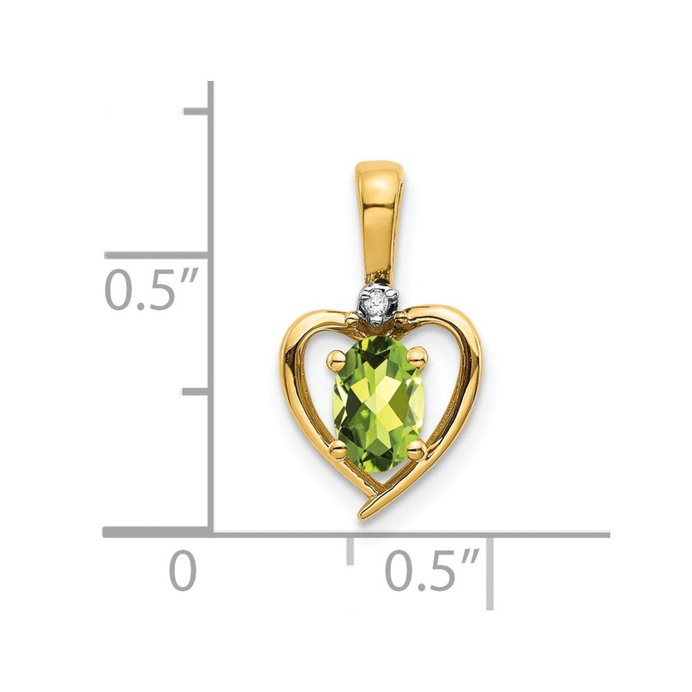 14k Yellow Gold Peridot and Diamond Heart Pendant
