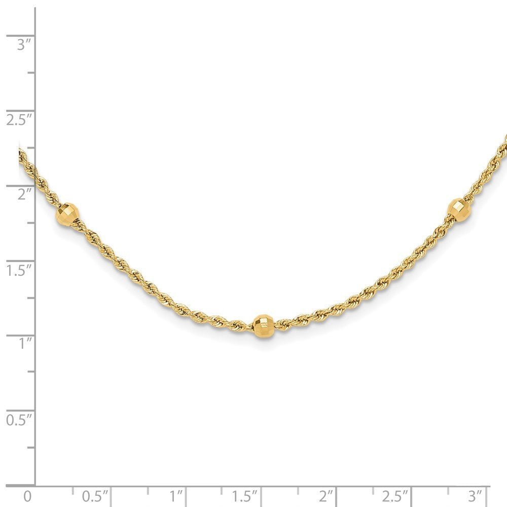 14k Yellow Gold Diamond-Cut Beaded Rope Chain Necklace Necklace 18"