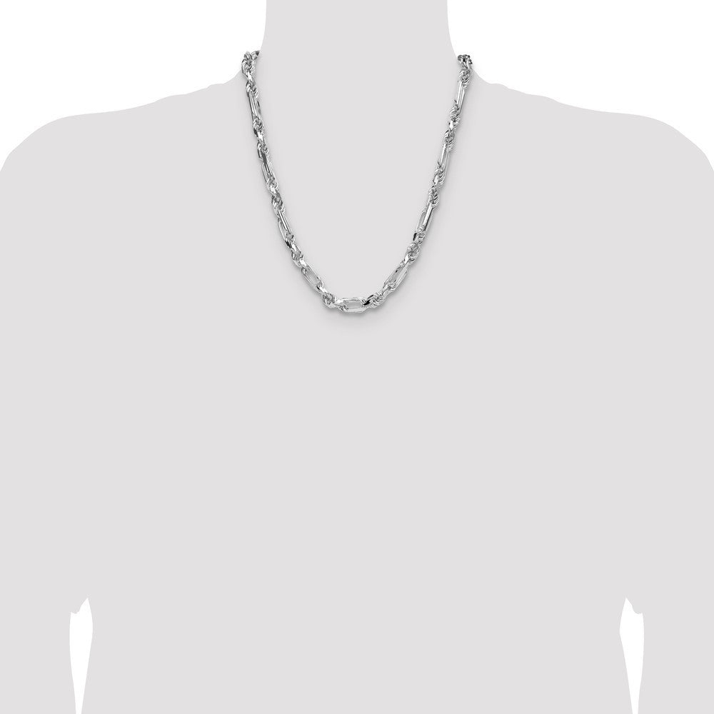 Sterling Silver 7mm Diamond-Cut Figarope Chain Necklace 22"