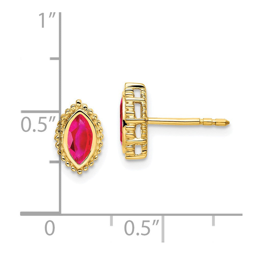 14k Yellow Gold Marquise Ruby Stud Earrings