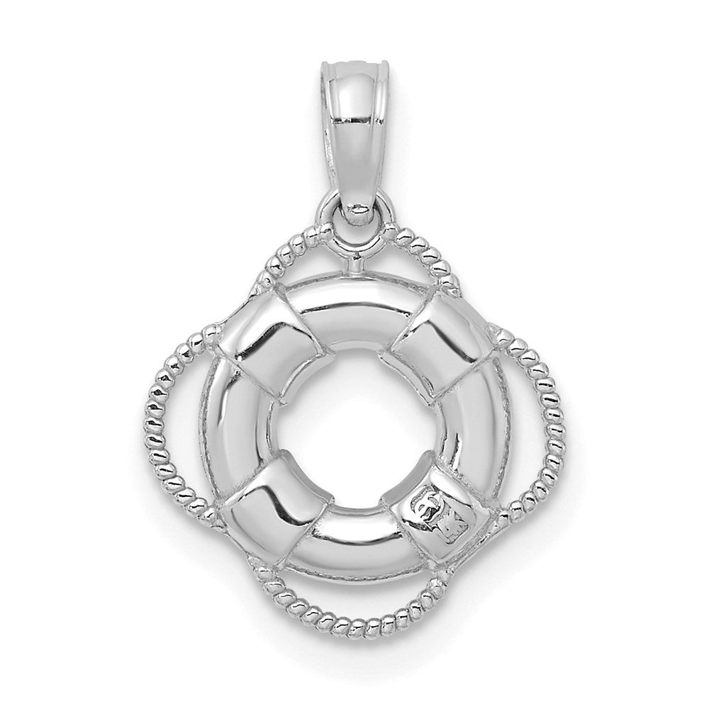 14k White Gold White 3D Lifesaver Pendant