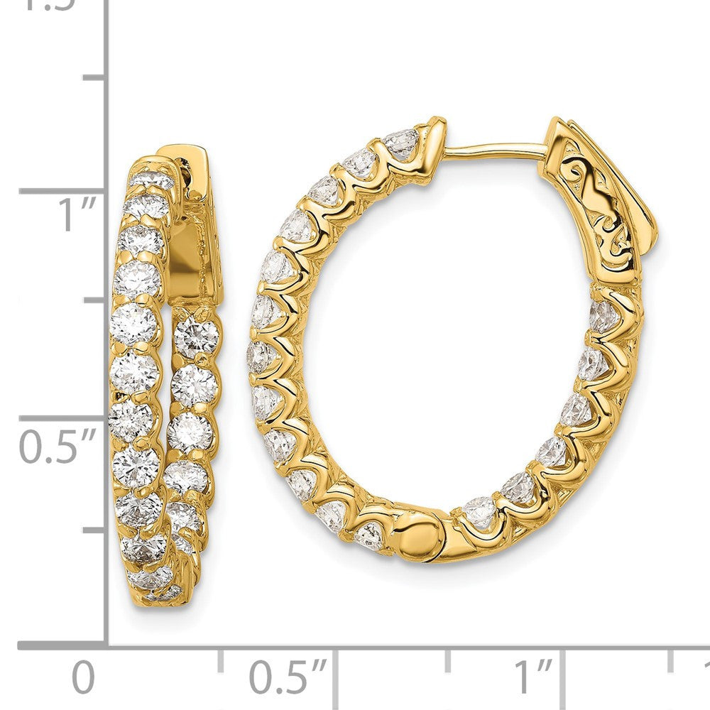 14k Yellow Gold 2.1ct Diamond In Out Oval Hoop Earrings