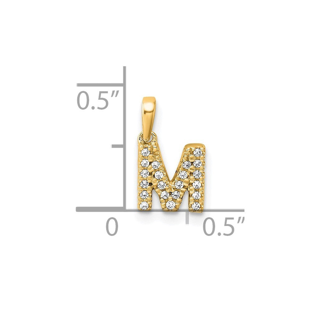 14k Yellow Gold Diamond Letter M Initial with Bail Pendant
