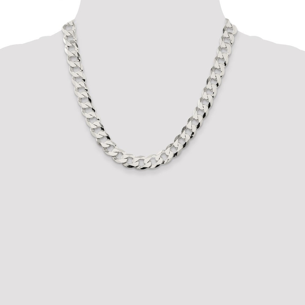 Sterling Silver 11.75mm Flat Curb Chain Necklace 20"