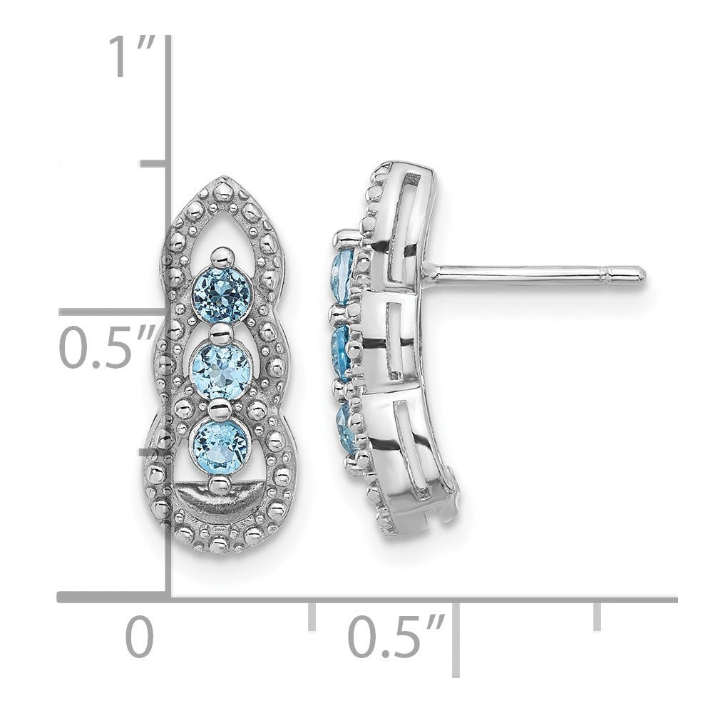 Sterling Silver Rhodium-plated Light Swiss Blue Topaz Dangle Earrings