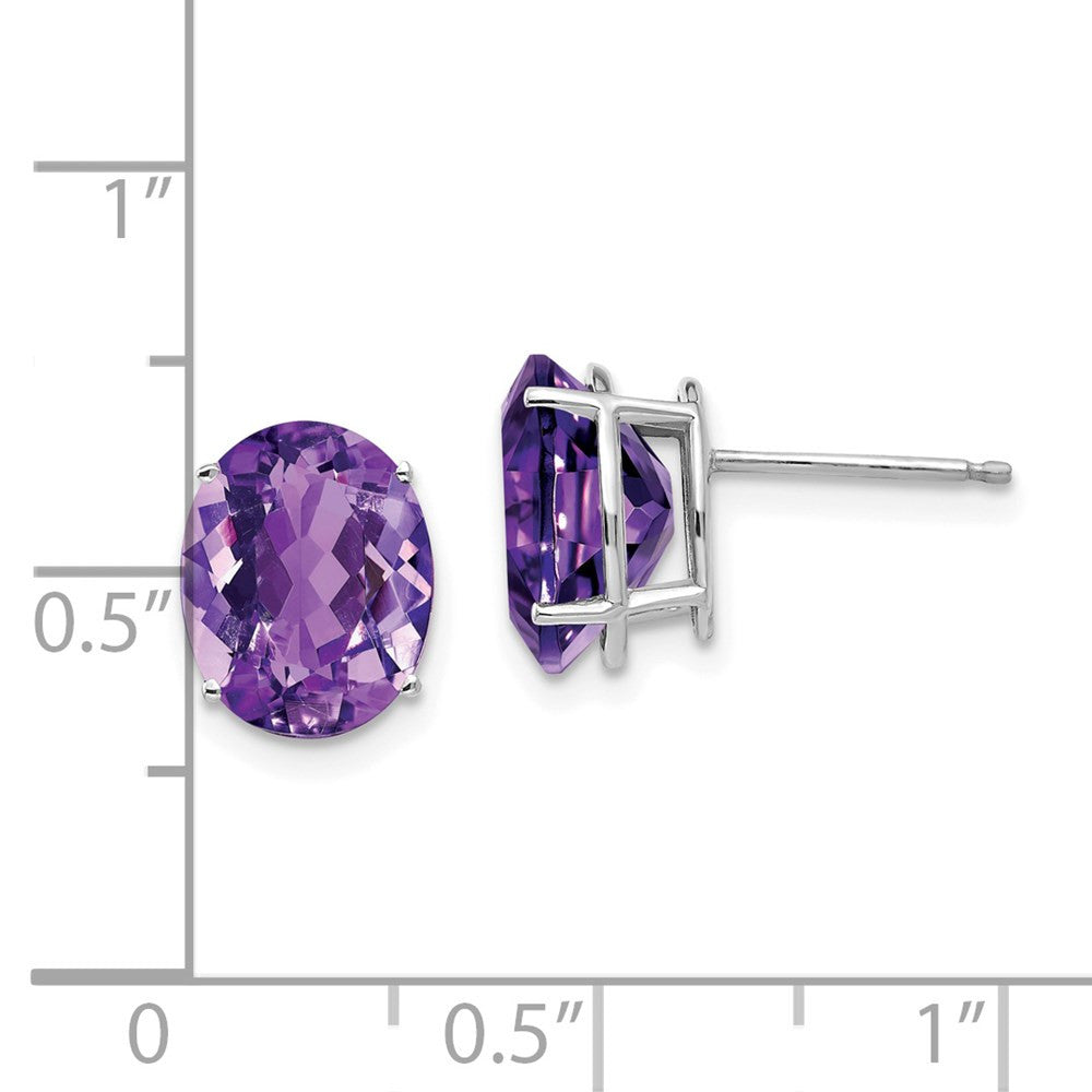 14k White Gold 10x8mm Oval Amethyst Stud Earrings