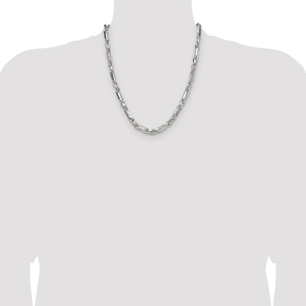 Sterling Silver 6mm Diamond-Cut Figarope Chain Necklace 22"