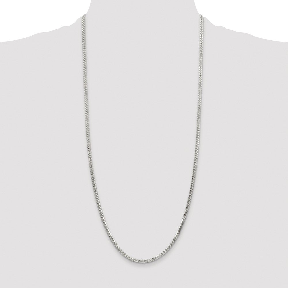 Sterling Silver 3.1mm Diamond-Cut Square Franco Chain Necklace 30"