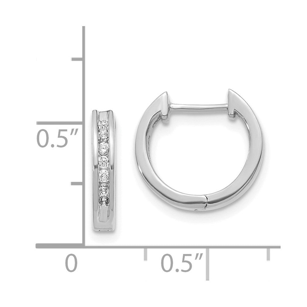 14k White Gold Diamond Hinged Hoop Earrings