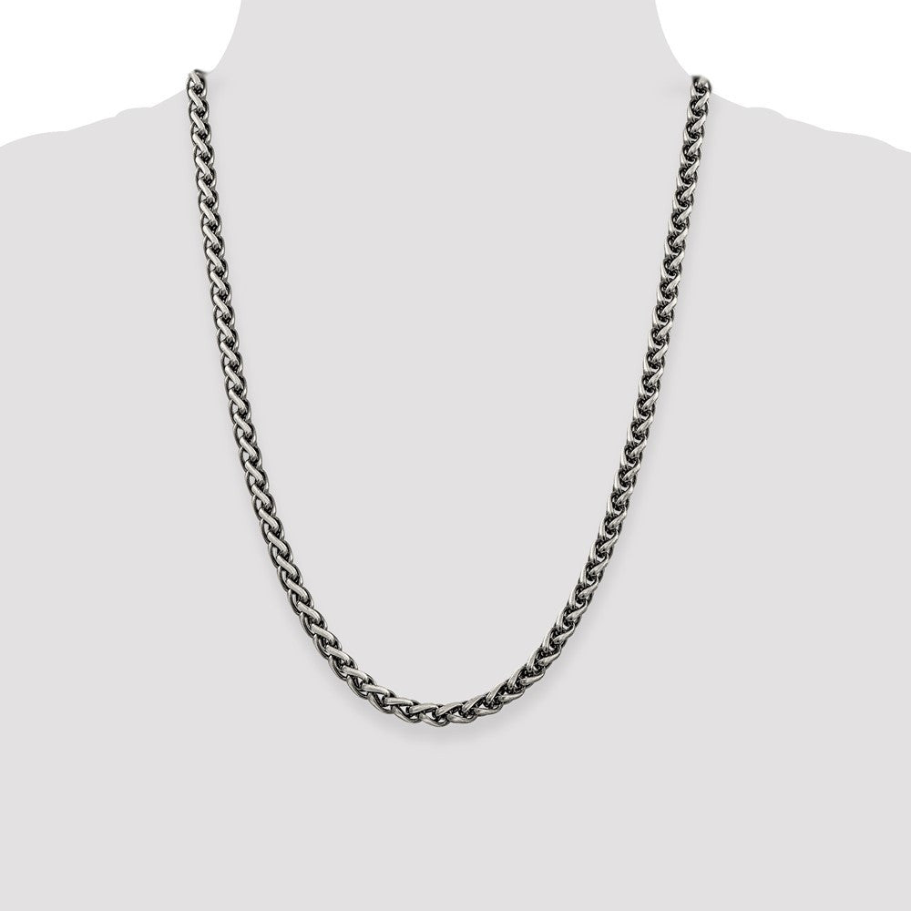 Sterling Silver Antiqued 6mm Round Spiga Chain Necklace 24"