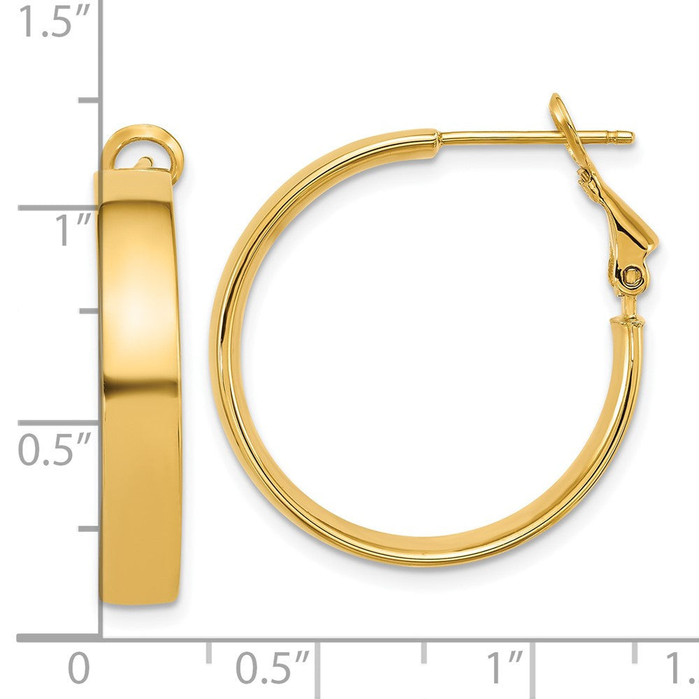 14k Yellow Gold 5mm Polished Flat Tube Omega Back Hoop Earrings