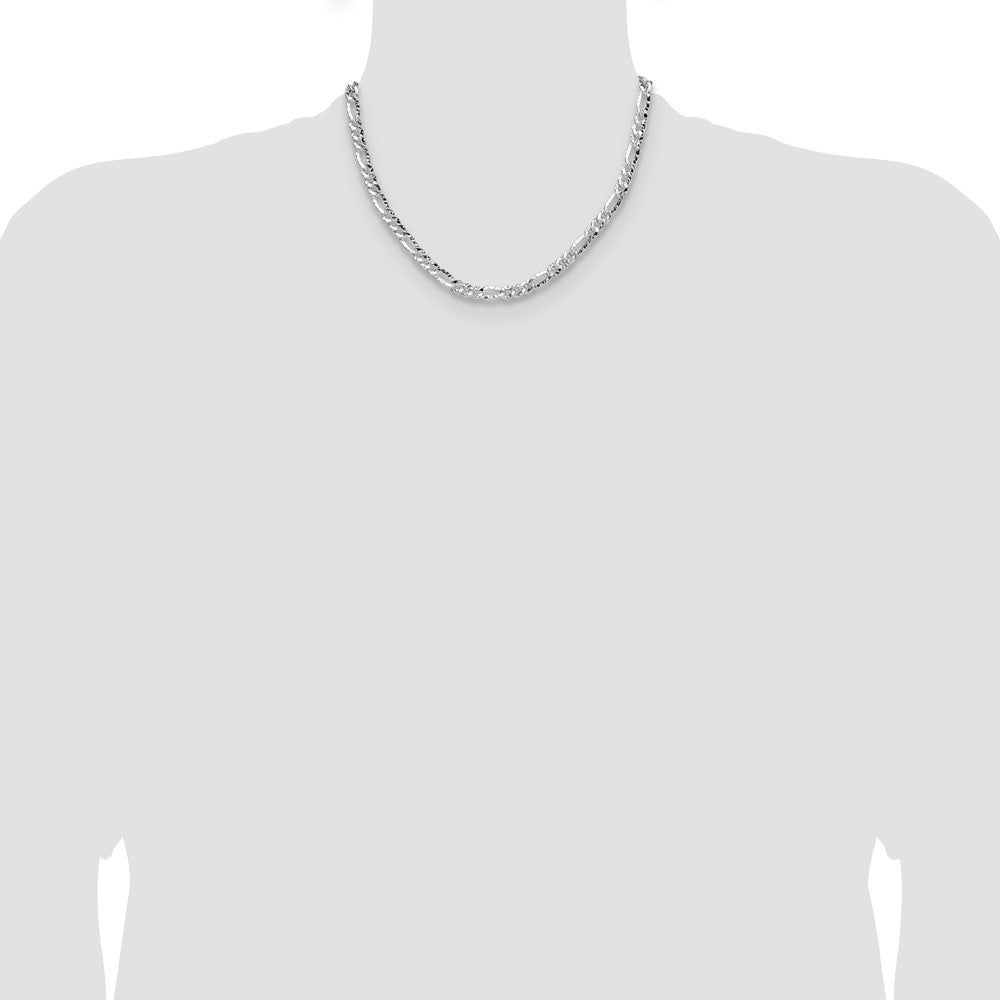 Sterling Silver 6.3mm Hammered Figaro Chain Necklace 18"