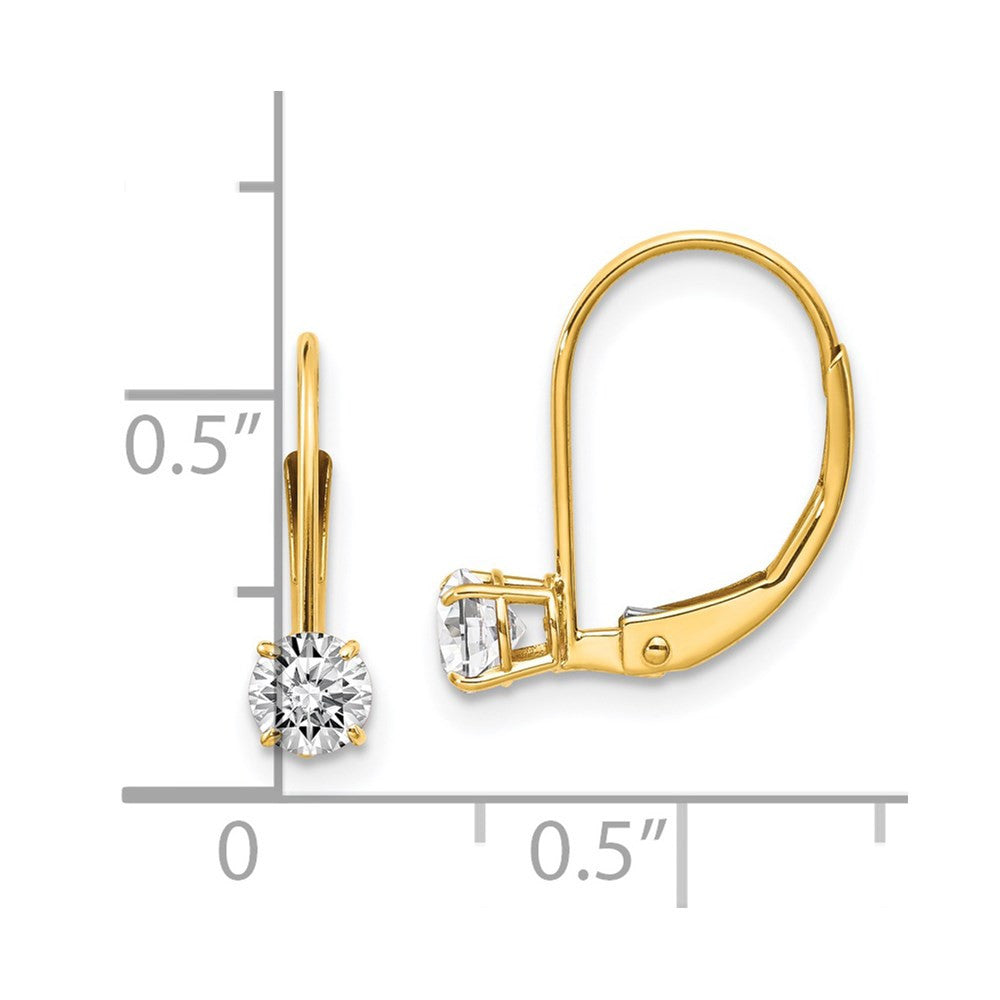 14k Yellow Gold White Topaz Dangle Earrings - April